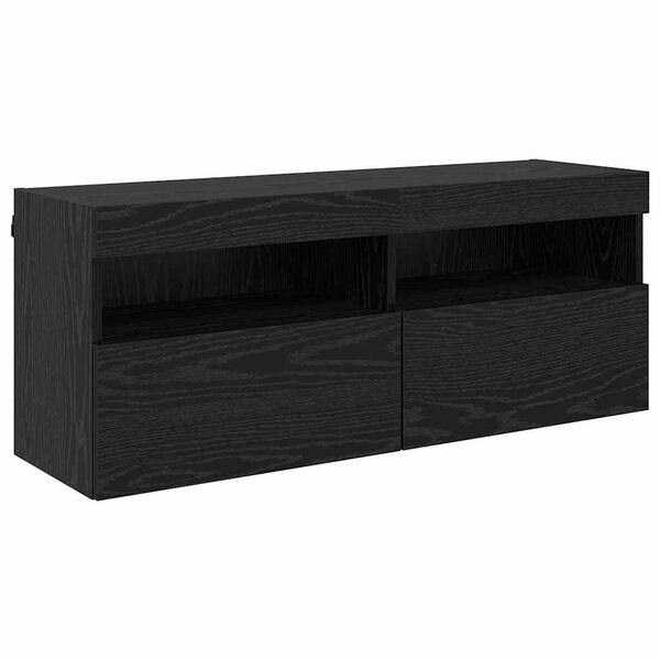 vidaXL Meuble TV mural Ch&ecirc;ne noir 100 x 30 x 40 cm Bois d'ing&eacute;nierie