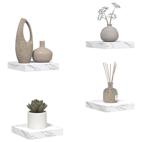 vidaXL &Eacute;tag&egrave;re Murale 4 pcs Marbre blanc 23 x 23,5 x 4 cm