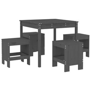 vidaXL Ensemble &agrave; manger de jardin 5pcs gris bois massif de pin
