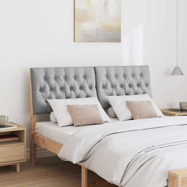 vidaXL T&ecirc;te de lit capitonn&eacute;e Gris clair 140 cm Pin massif