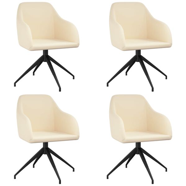 vidaXL Chaises &agrave; manger lot de 4 Cr&egrave;me Velours