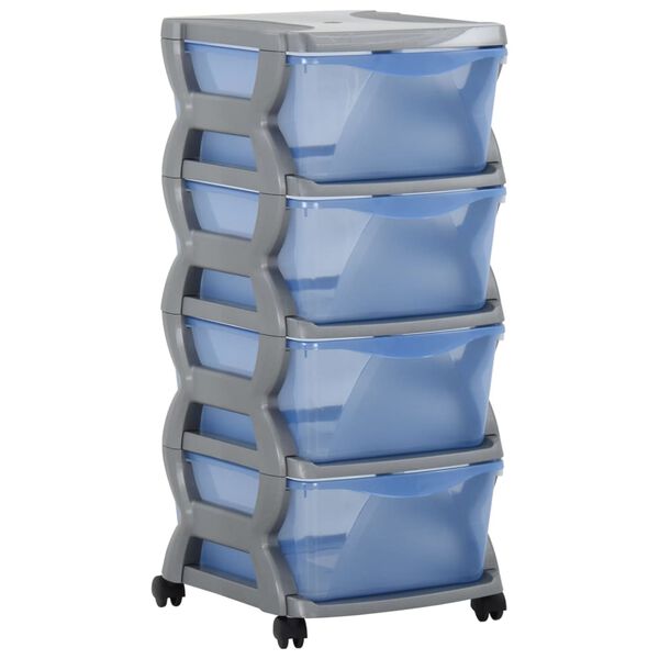 vidaXL Armoire &agrave; tiroirs sur roulettes 36x40x80 cm Gris et bleu