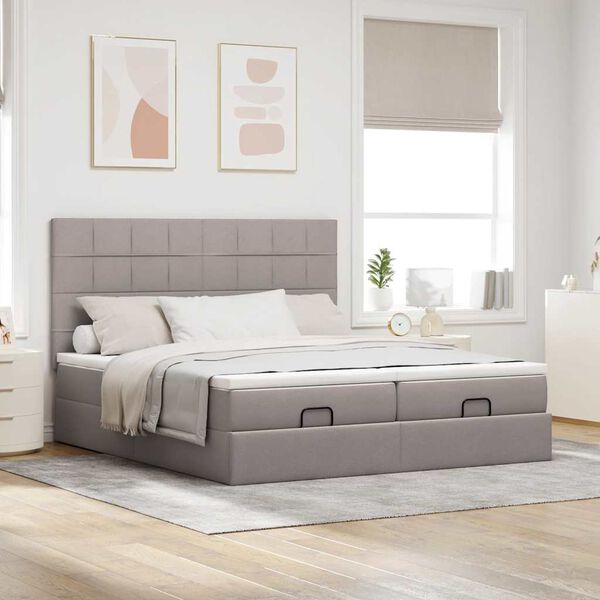 VidaXL Cadre de lit ottoman avec matelas taupe 180x200 cm tissu