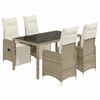vidaXL Ensemble de bistro de jardin 5 pcs coussins marron poly rotin