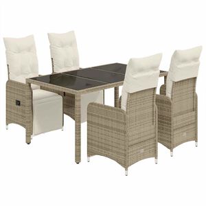 vidaXL Ensemble de bistro de jardin 5 pcs coussins marron poly rotin