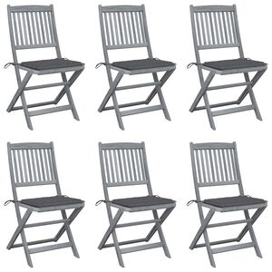 vidaXL Chaises pliables d'ext&eacute;rieur lot de 6 et coussins Bois d'acacia