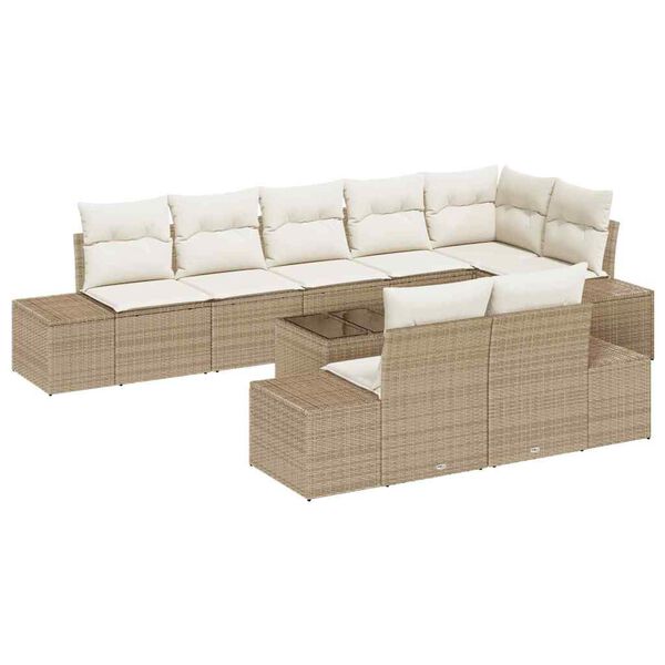 vidaXL Ensemble de canapé de jardin Beige et crème Poly rotin