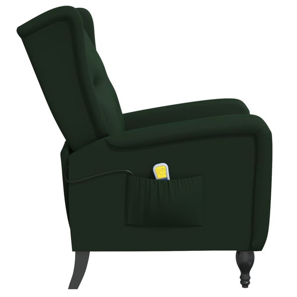 vidaXL Fauteuil de massage inclinable vert fonc&eacute; velours