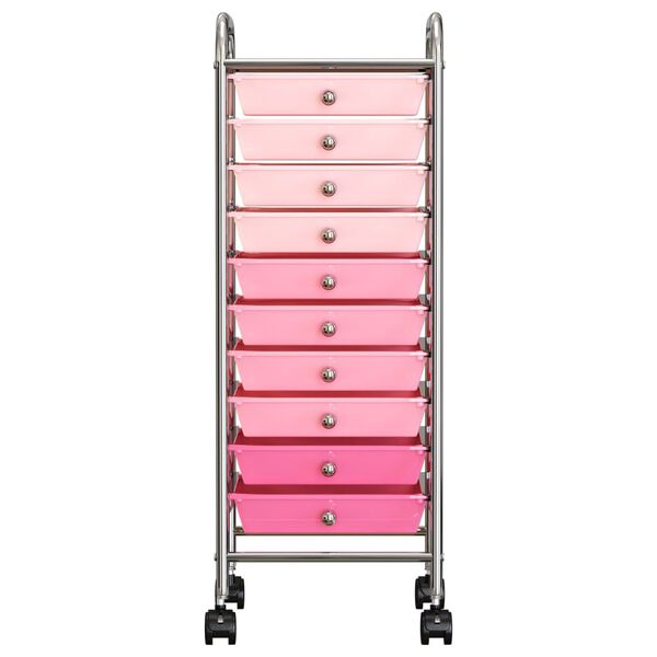 vidaXL Chariot de rangement mobile &agrave; 10 tiroirs Ombre Rose Plastique