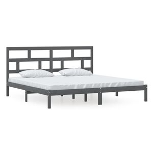 vidaXL Cadre de lit sans matelas Gris Bois de pin massif 200x200 cm