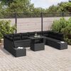 vidaXL Ensemble de canap&eacute; de jardin 11 pcs Noir Poly rotin