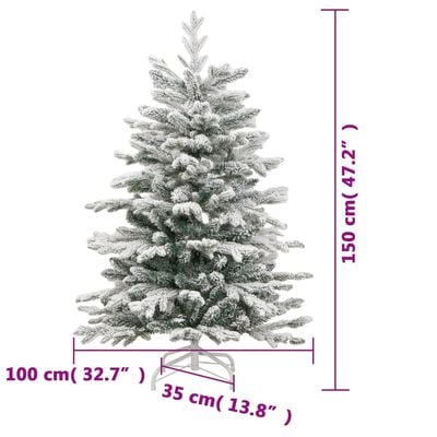 vidaXL Sapin de Noël artificiel à charnières avec neige floquée 150 cm