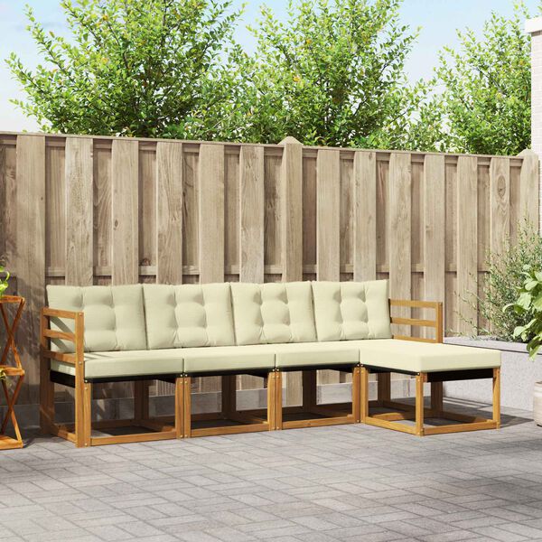 vidaXL Ensemble de canap&eacute;s d'ext&eacute;rieur 5 pcs Naturel et Cr&egrave;me