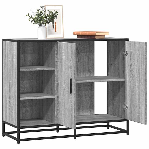 vidaXL Buffet sonoma gris 92x35x76 cm bois d'ing&eacute;nierie