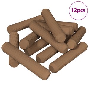 vidaXL Chevilles en bois 12 pcs Marron &Oslash;8 x 35 mm Bois massif