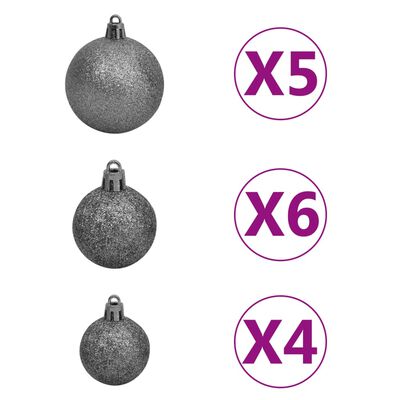 vidaXL Arbre de Noël artificiel pré-éclairé/boules argenté 120 cm PET