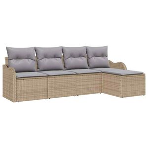 vidaXL Ensemble de canap&eacute; de jardin 5 pc Beige polyrotin