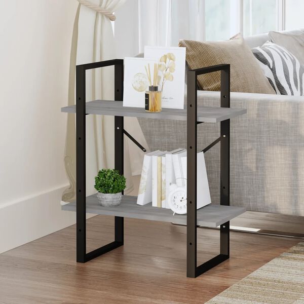 vidaXL Bibliothèque 2 niveaux Sonoma gris 60x30x70cm Bois d'ingénierie