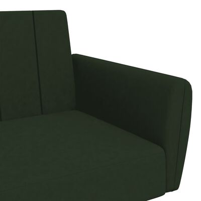 vidaXL Canapé-lit à 2 places vert foncé velours