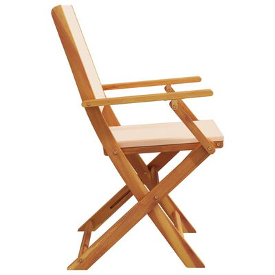 vidaXL Chaises de jardin lot de 2 beige bois d'acacia massif et tissu