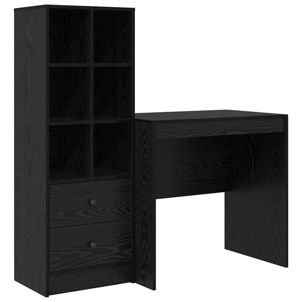 vidaXL Bureau avec tiroir 2 pcs Ch&ecirc;ne noir