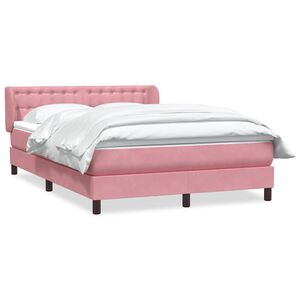 vidaXL Sommier &agrave; lattes de lit avec matelas rose 140x210 cm velours