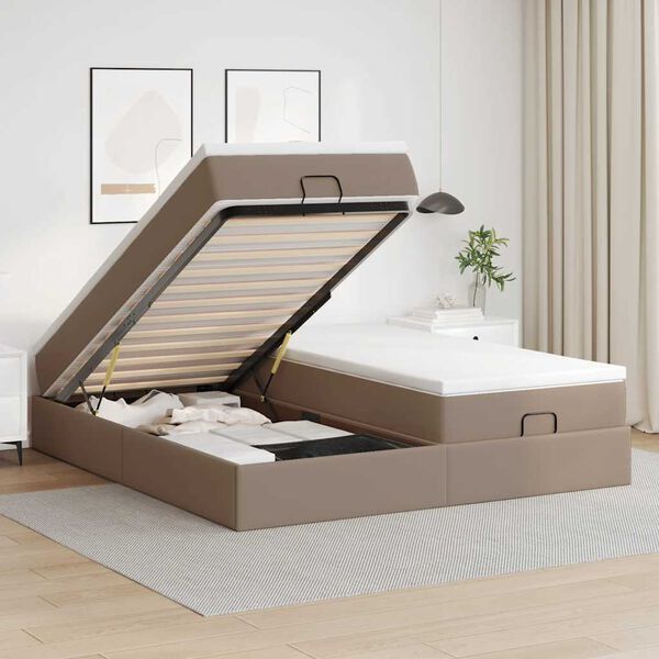 VidaXL Cadre de lit ottoman et matelas cappuccino 180x200cm similicuir