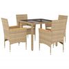 vidaXL Ensemble &agrave; manger de jardin et coussins 5 pcs beige rotin verre