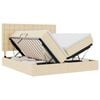 vidaXL Lit de rangement LED avec matelas Cr&egrave;me 200 x 200 cm Tissu