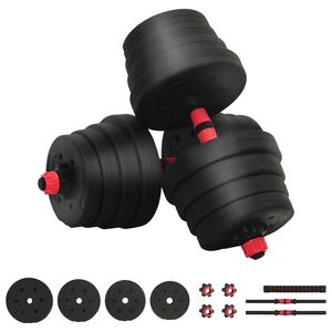 vidaXL Ensemble Halt&egrave;re-Barre 2-en-1 30 kg Noir et Rouge