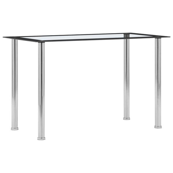 vidaXL Table &agrave; manger Noir et transparent 120x60x75 cm Verre tremp&eacute;