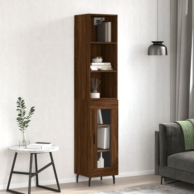 vidaXL Buffet haut Chêne marron 34,5x34x180 cm Bois d'ingénierie