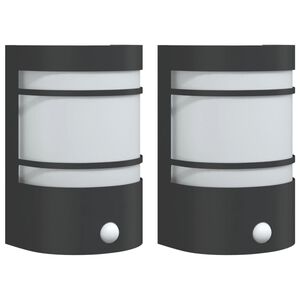 vidaXL Appliques murales d'ext&eacute;rieur et capteurs 2pcs acier inoxydable