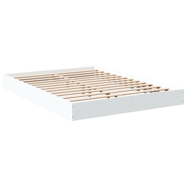 vidaXL Cadre de lit sans matelas blanc 140x200 cm bois d'ing&eacute;nierie