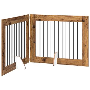 vidaXL Porte de chien pliable avec supports 2 pcs Bois ancien 200,5 cm