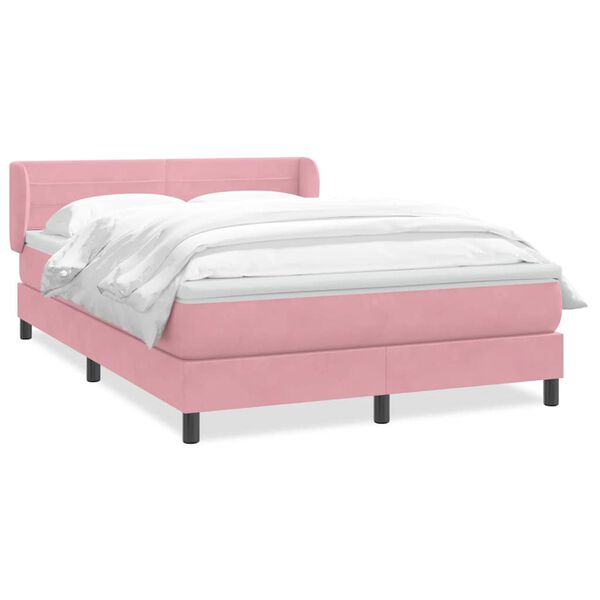 vidaXL Sommier &agrave; lattes de lit avec matelas rose 160x220 cm velours