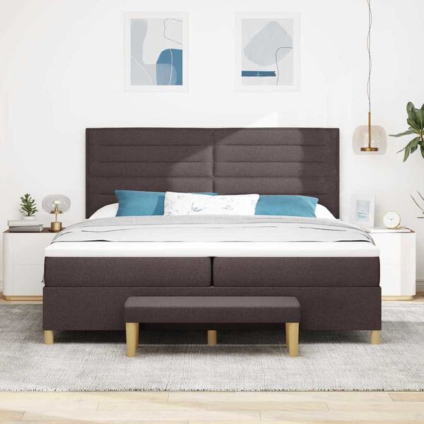 vidaXL Lit &agrave; ressorts avec matelas Marron fonc&eacute; 200 x 200 cm tissu
