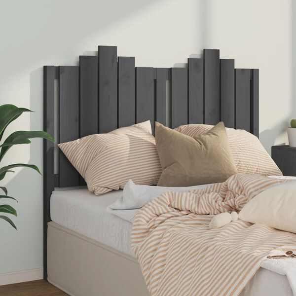 vidaXL T&ecirc;te de lit Gris 126x4x110 cm Bois massif de pin