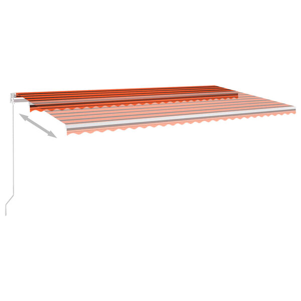 vidaXL Auvent automatique r&eacute;tractable et poteaux 6x3m Orange et marron