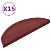 vidaXL Tapis d'escalier 15 pi&egrave;ces 56 x 17 x 3 cm Bordeaux Demi-rond