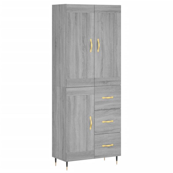 vidaXL Buffet haut Sonoma gris 69,5x34x180 cm Bois d'ing&eacute;nierie