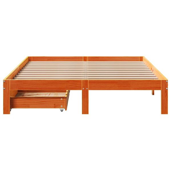 vidaXL Cadre de lit avec tiroirs sans matelas cire marron 120x200 cm