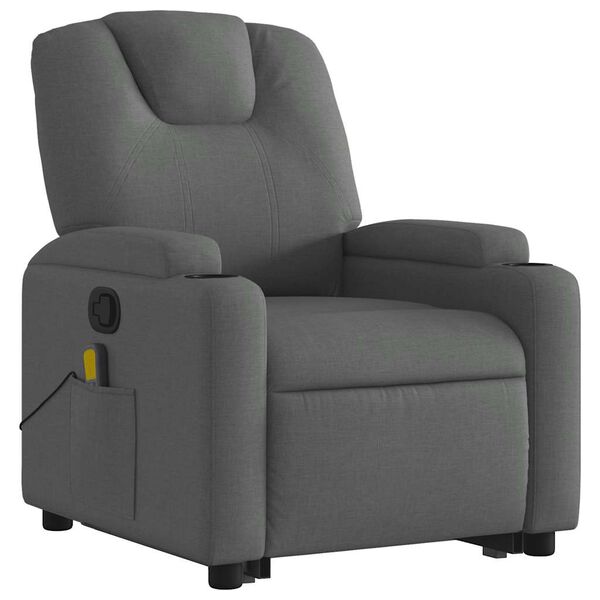 vidaXL Fauteuil de massage inclinable Gris fonc&eacute; Tissu