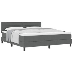 vidaXL Lit &agrave; ressorts avec t&ecirc;te de lit Gris fonc&eacute; 180 x 200 cm tissu