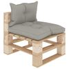 vidaXL Canap&eacute; de milieu palette de jardin avec coussins taupe bois