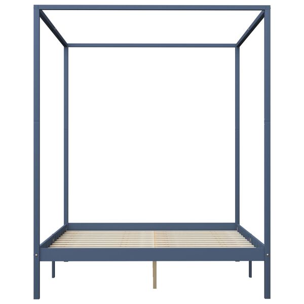 vidaXL Cadre de lit &agrave; baldaquin et 4 tiroirs Gris Pin massif 180x200cm