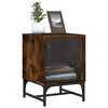 vidaXL Table de chevet avec porte en verre ch&ecirc;ne fum&eacute; 35x37x50 cm