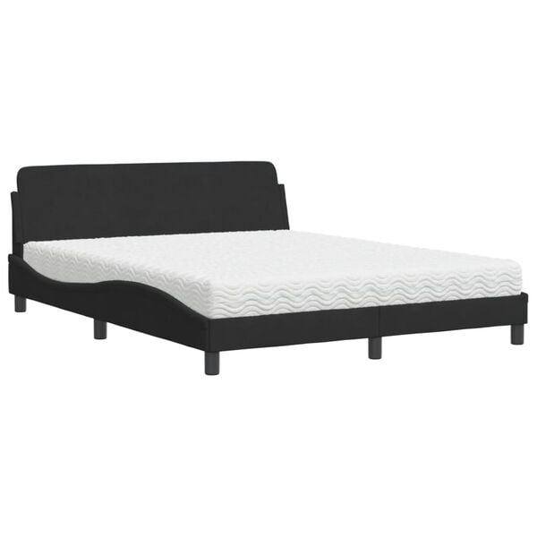 vidaXL Lit avec matelas Dover noir 160x200 cm velours