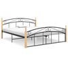 vidaXL Cadre de lit sans matelas noir m&eacute;tal bois ch&ecirc;ne 160x200 cm