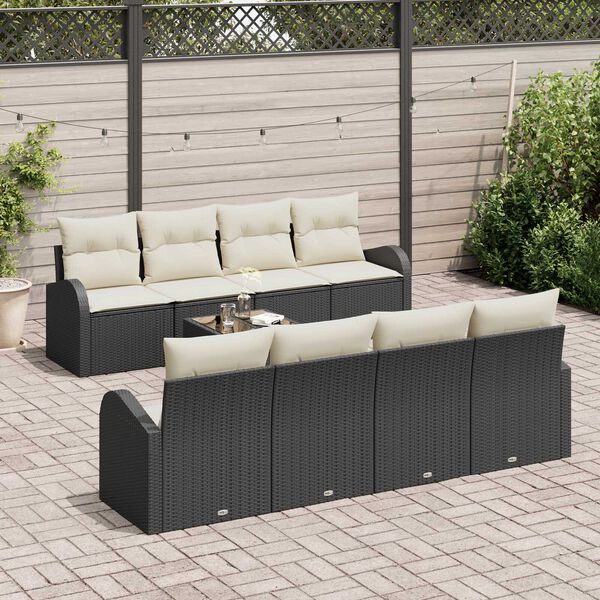 vidaXL Ensemble de canap&eacute; de jardin Noir 55 x 55 x 37 cm polyrotin